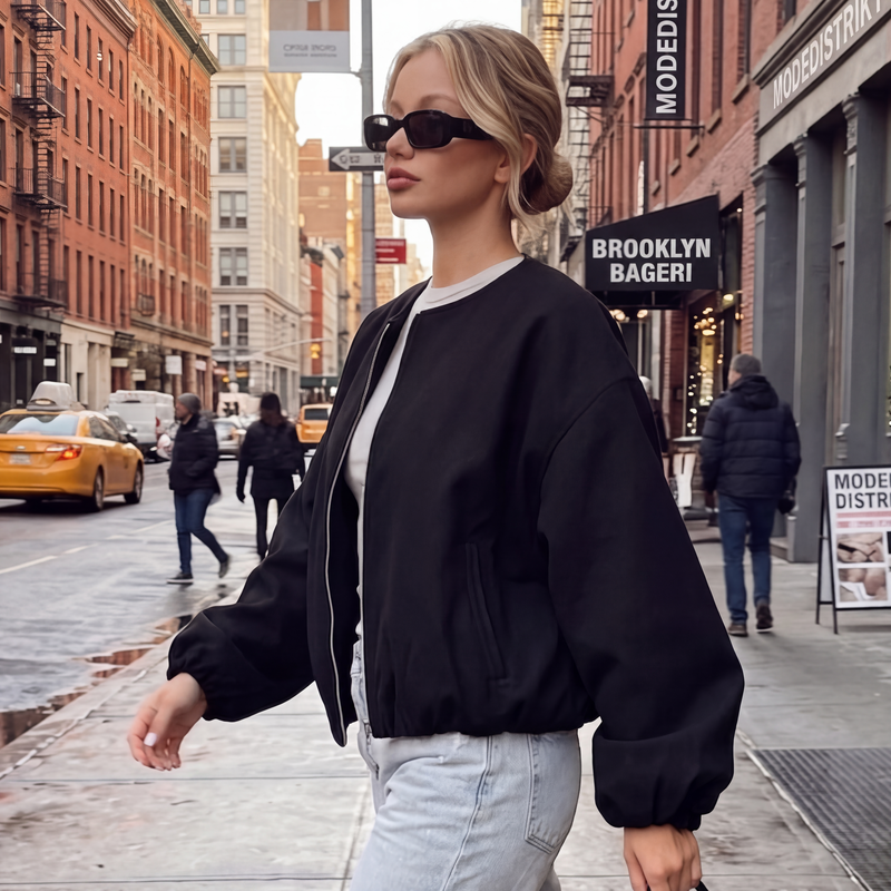 🍂Nya höstnyheter|Kort bomberjacka för kvinnor – Mjuk oversize passform med modern stil