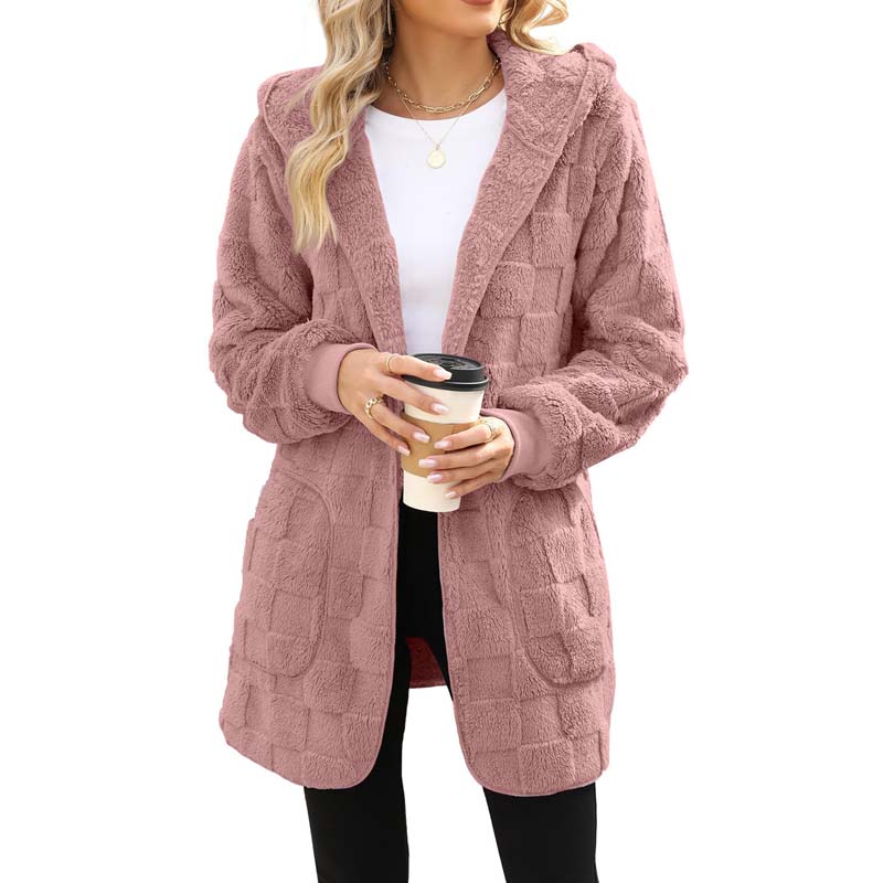 🔥50 % RABATT IDAG! 🌸Damernas Fluffiga Kofta med Huva – Mjuk Stickad Cardigan för Höst & Vinter