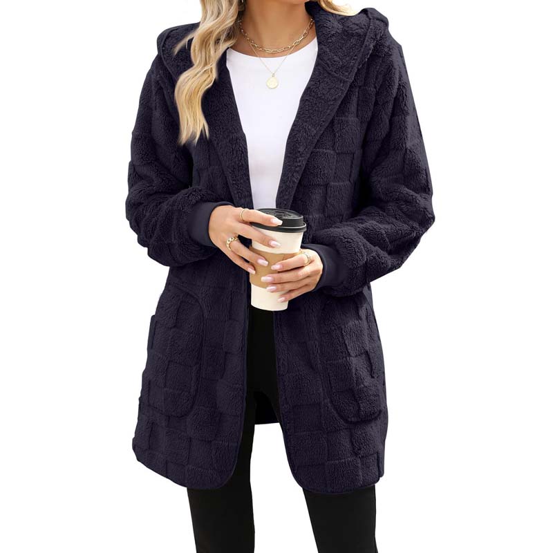 🔥50 % RABATT IDAG! 🌸Damernas Fluffiga Kofta med Huva – Mjuk Stickad Cardigan för Höst & Vinter