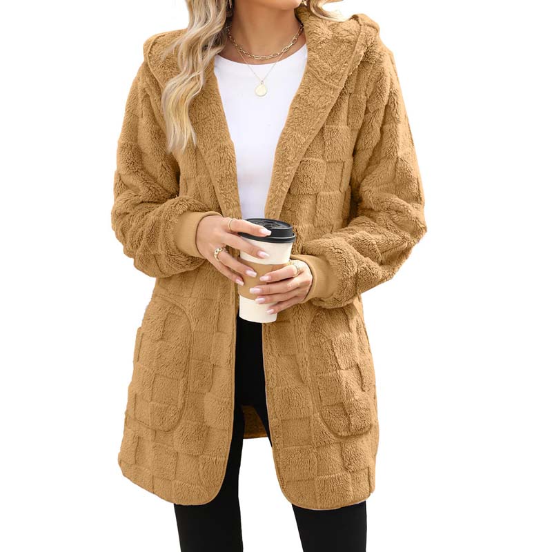🔥50 % RABATT IDAG! 🌸Damernas Fluffiga Kofta med Huva – Mjuk Stickad Cardigan för Höst & Vinter