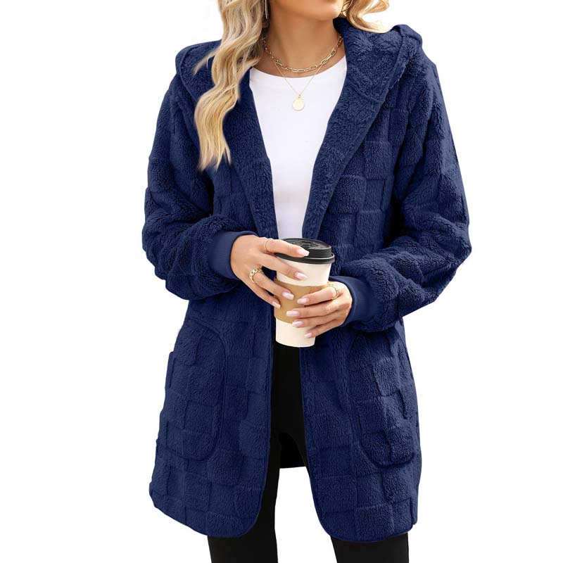 🔥50 % RABATT IDAG! 🌸Damernas Fluffiga Kofta med Huva – Mjuk Stickad Cardigan för Höst & Vinter