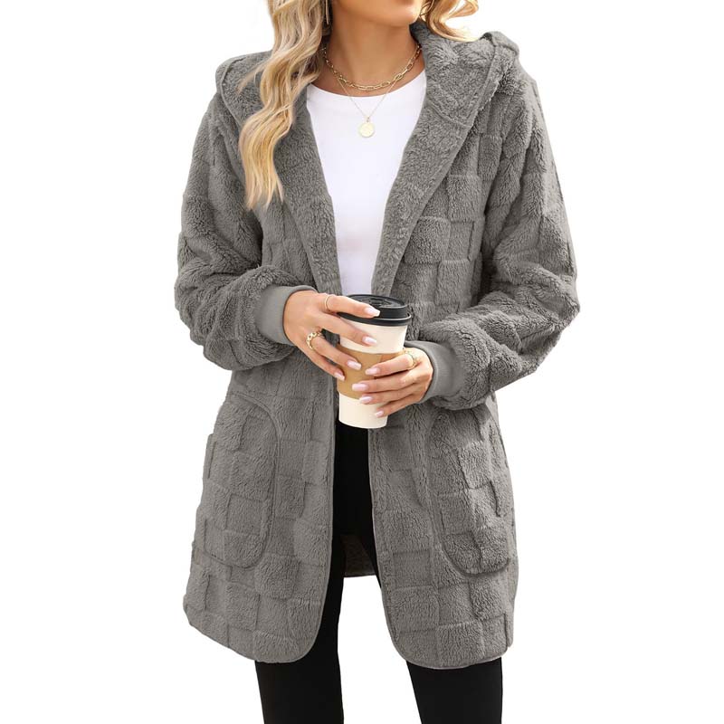 🔥50 % RABATT IDAG! 🌸Damernas Fluffiga Kofta med Huva – Mjuk Stickad Cardigan för Höst & Vinter
