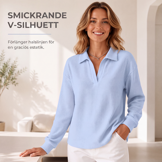 ⏳ Het erbjudande! |Stickad V-ringad Tröja för Kvinnor – Elegant Långärmad Top med Mjuk Passform och Tidlös Stil