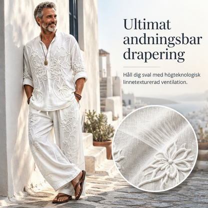 🍂Höstspecial – Endast denna vecka!✨|Tvådelat Herrset i Linne-look – Bekväm Retrodesign med Lös Passform