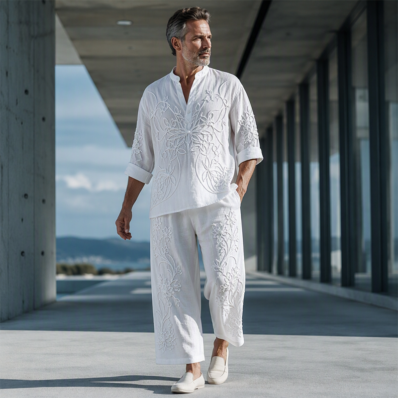 🍂Höstspecial – Endast denna vecka!✨|Tvådelat Herrset i Linne-look – Bekväm Retrodesign med Lös Passform