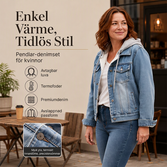 🎉NYHETER 2026✨|Varm Fodrad Jeansjacka för Kvinnor – Klassisk Denim med Huva