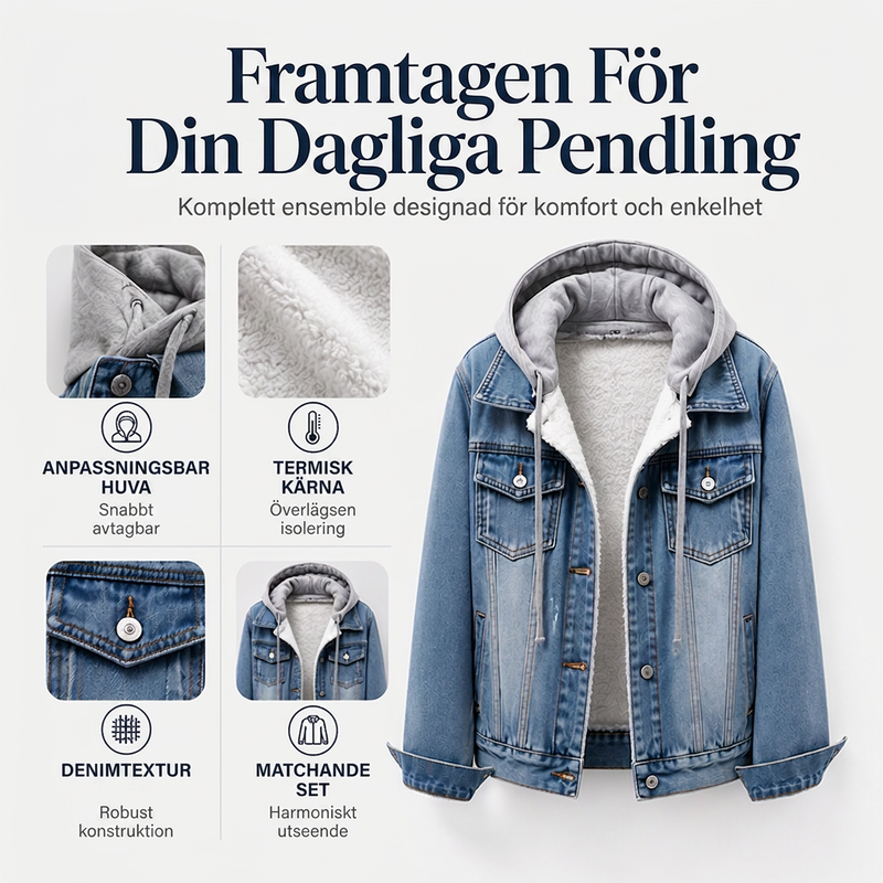 🎉NYHETER 2026✨|Varm Fodrad Jeansjacka för Kvinnor – Klassisk Denim med Huva