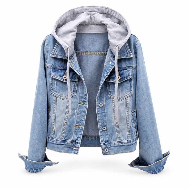 🎉NYHETER 2026✨|Varm Fodrad Jeansjacka för Kvinnor – Klassisk Denim med Huva