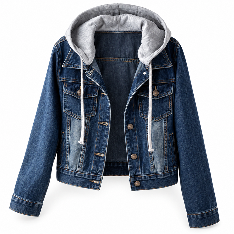 🎉NYHETER 2026✨|Varm Fodrad Jeansjacka för Kvinnor – Klassisk Denim med Huva