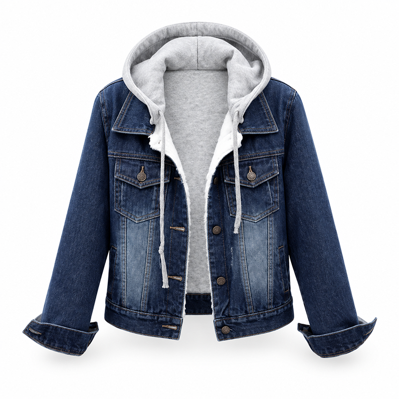 🎉NYHETER 2026✨|Varm Fodrad Jeansjacka för Kvinnor – Klassisk Denim med Huva