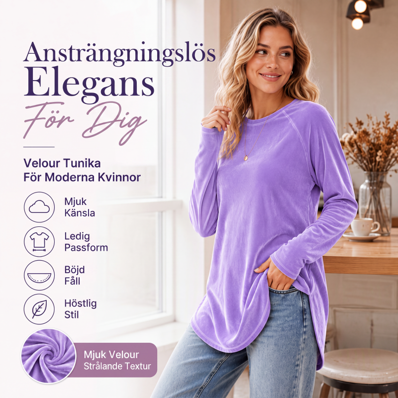 🍂Nya höstnyheter|Mjuk Velourtunika för Kvinnor – Elegant Lång Topp med Bekväm Passform