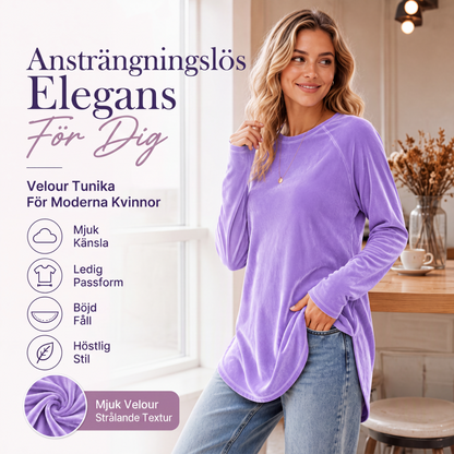 🍂Nya höstnyheter|Mjuk Velourtunika för Kvinnor – Elegant Lång Topp med Bekväm Passform