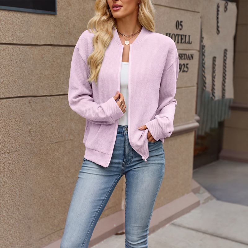 🍂Höstens exklusiva erbjudande|Stickad Jacka för Kvinnor – Elegant Cardigan med Dragkedja och Bekväm Passform