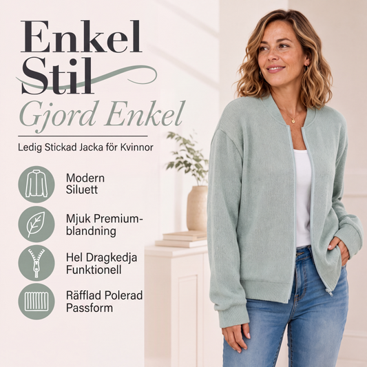 🍂Höstens exklusiva erbjudande|Stickad Jacka för Kvinnor – Elegant Cardigan med Dragkedja och Bekväm Passform