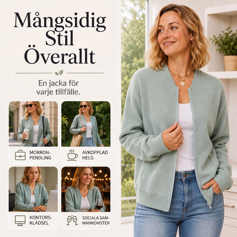 🍂Höstens exklusiva erbjudande|Stickad Jacka för Kvinnor – Elegant Cardigan med Dragkedja och Bekväm Passform