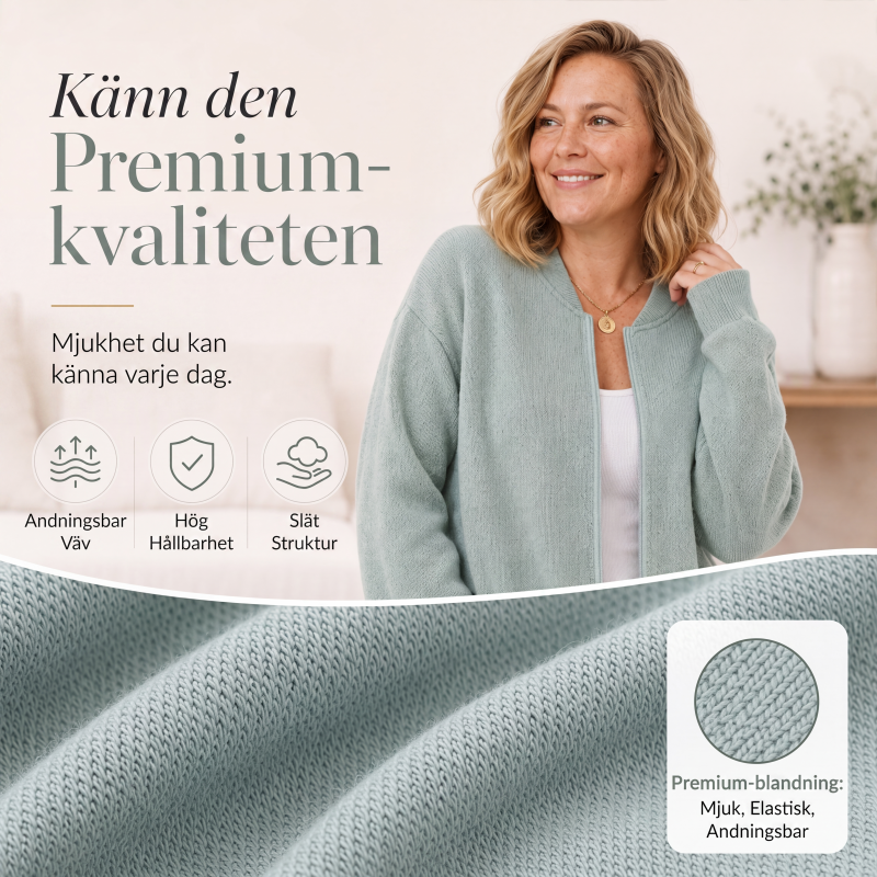 🍂Höstens exklusiva erbjudande|Stickad Jacka för Kvinnor – Elegant Cardigan med Dragkedja och Bekväm Passform