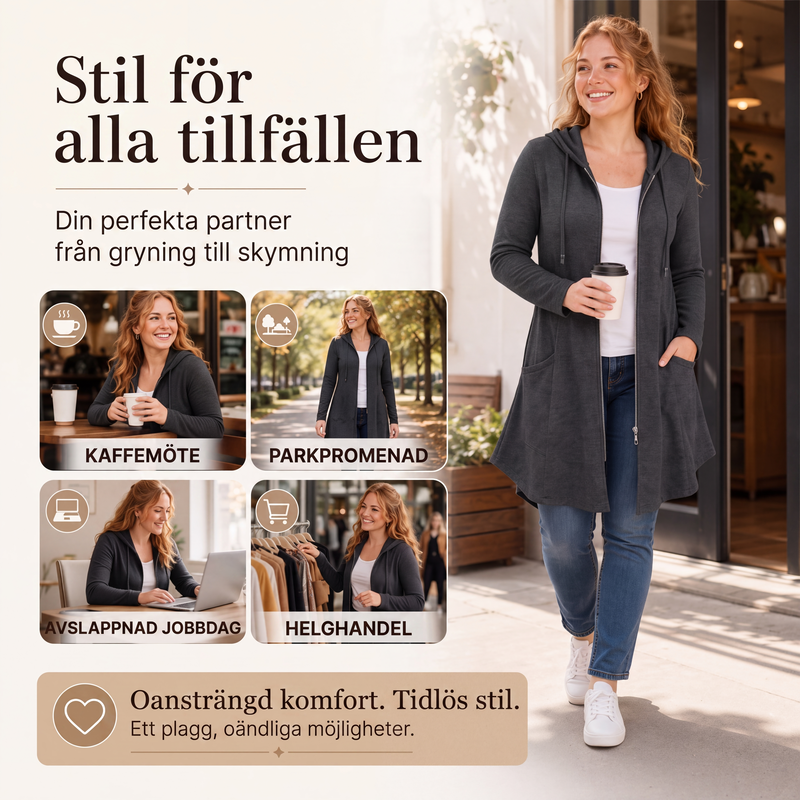 🍂Bästsäljande höstnyheter|Elegant Höstjacka för Damer – Mjuk Medellång Design med Huva