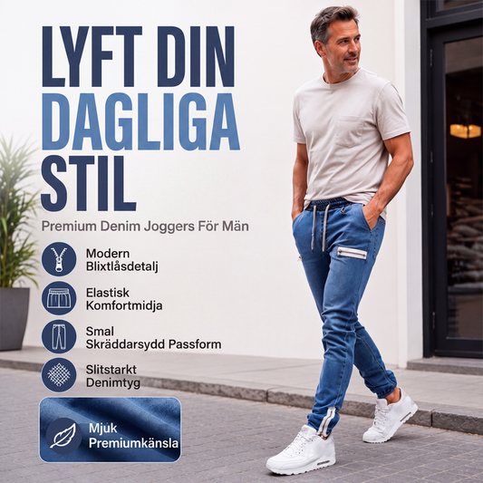 🍂Bästsäljande höstnyheter|Tidlösa Jeans Joggers för Herr – Bekväm Stretch och Modern Passform