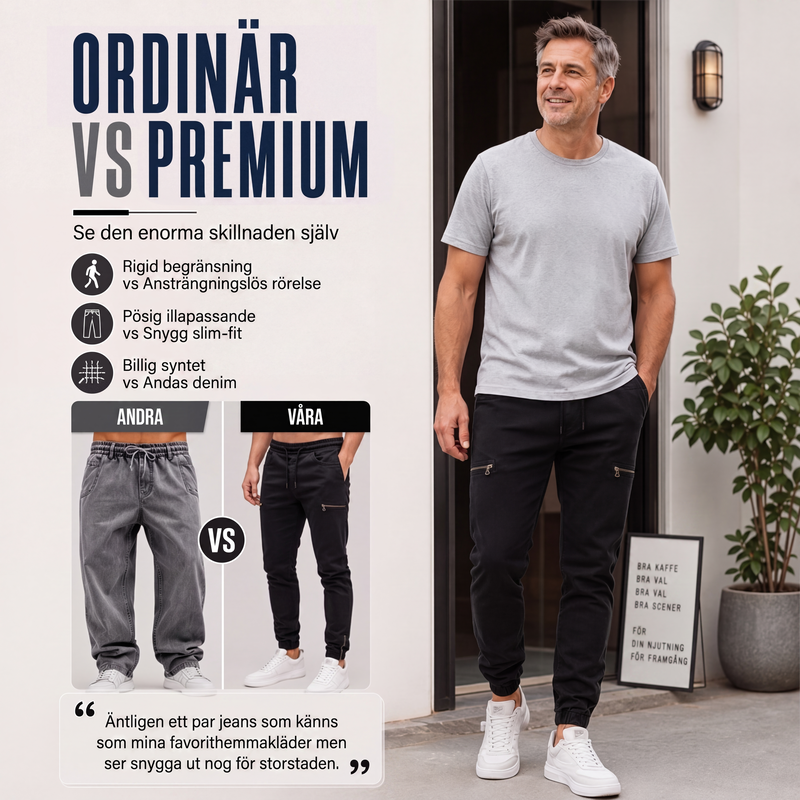 🍂Bästsäljande höstnyheter|Tidlösa Jeans Joggers för Herr – Bekväm Stretch och Modern Passform