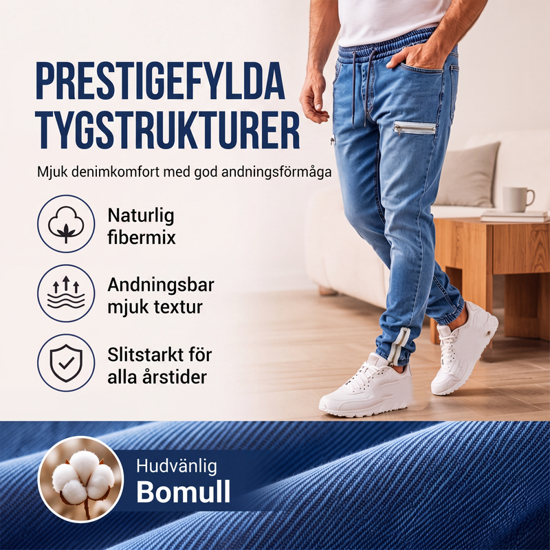 🍂Bästsäljande höstnyheter|Tidlösa Jeans Joggers för Herr – Bekväm Stretch och Modern Passform