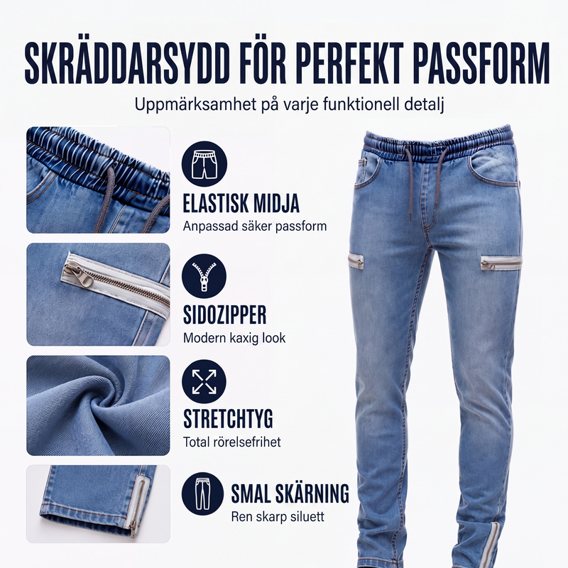 🍂Bästsäljande höstnyheter|Tidlösa Jeans Joggers för Herr – Bekväm Stretch och Modern Passform