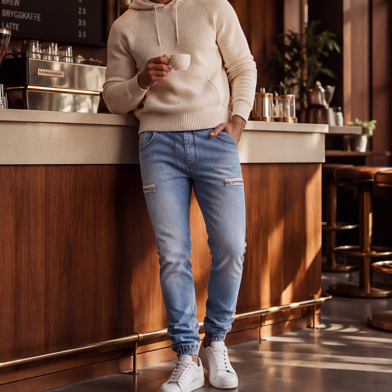 🍂Bästsäljande höstnyheter|Tidlösa Jeans Joggers för Herr – Bekväm Stretch och Modern Passform