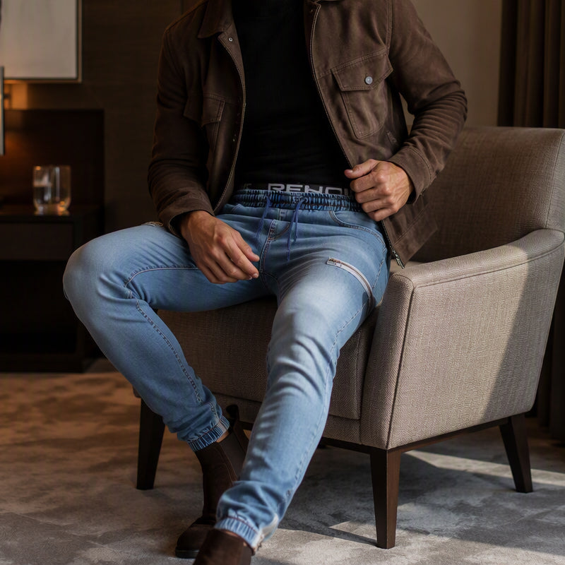 🍂Bästsäljande höstnyheter|Tidlösa Jeans Joggers för Herr – Bekväm Stretch och Modern Passform