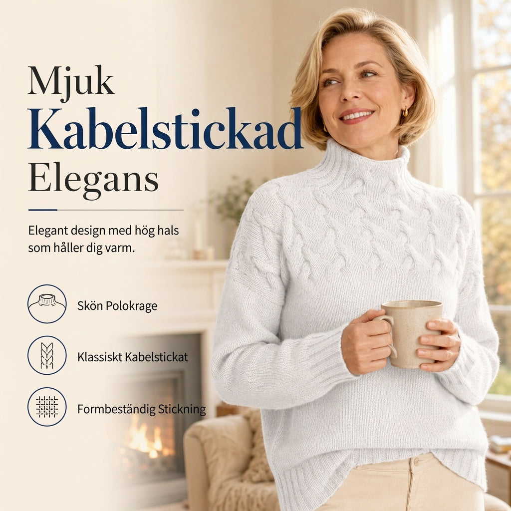 🍂Bästsäljande höstnyheter|⭐ Damernas Elegant Kabelstickad Polotröja – Mjuk & Varm Hösttröja med Hög Krage