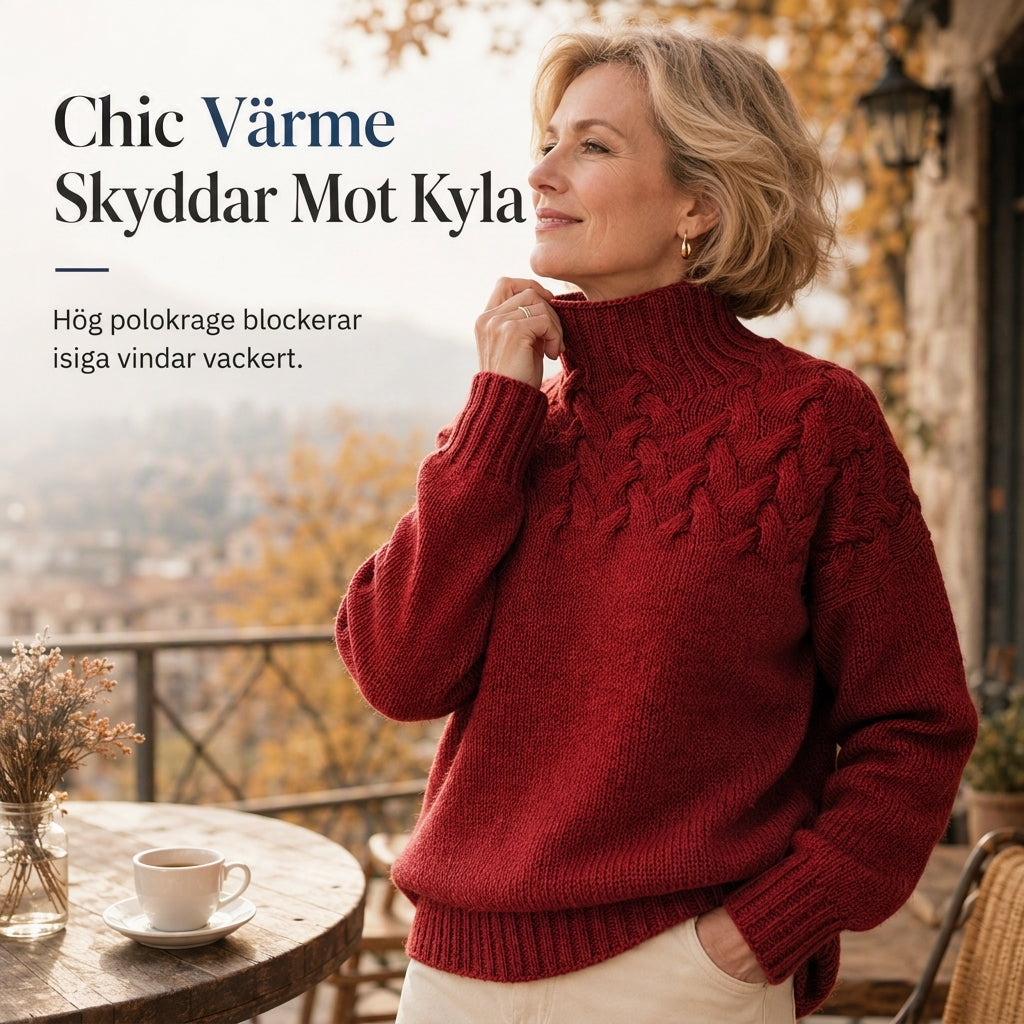 🍂Bästsäljande höstnyheter|⭐ Damernas Elegant Kabelstickad Polotröja – Mjuk & Varm Hösttröja med Hög Krage