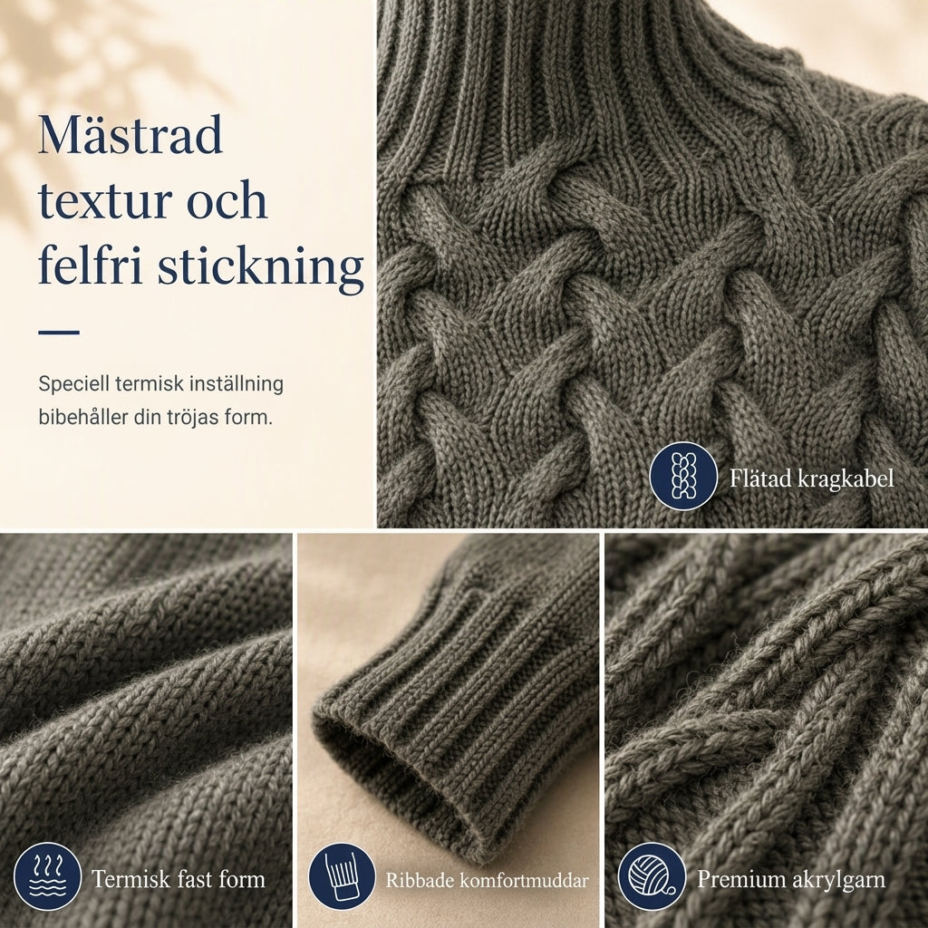 🍂Bästsäljande höstnyheter|⭐ Damernas Elegant Kabelstickad Polotröja – Mjuk & Varm Hösttröja med Hög Krage