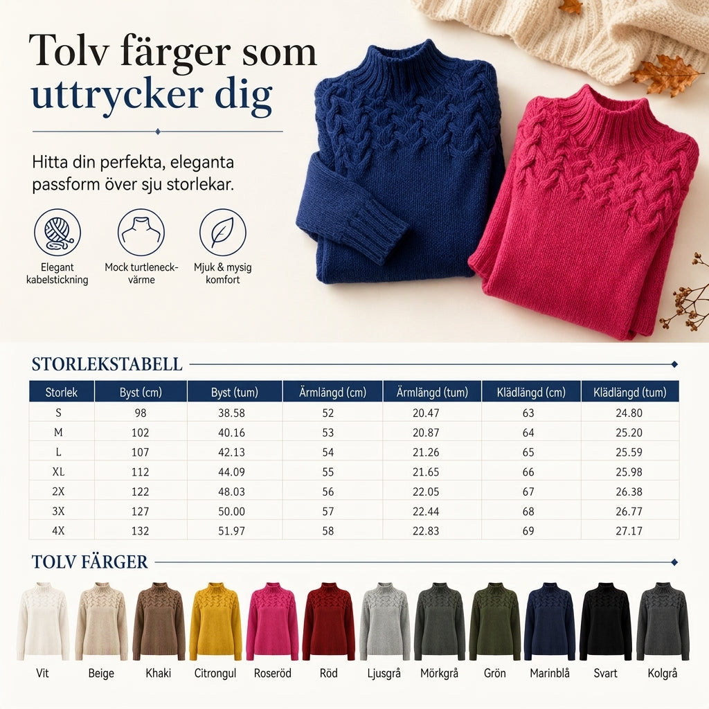 🍂Bästsäljande höstnyheter|⭐ Damernas Elegant Kabelstickad Polotröja – Mjuk & Varm Hösttröja med Hög Krage