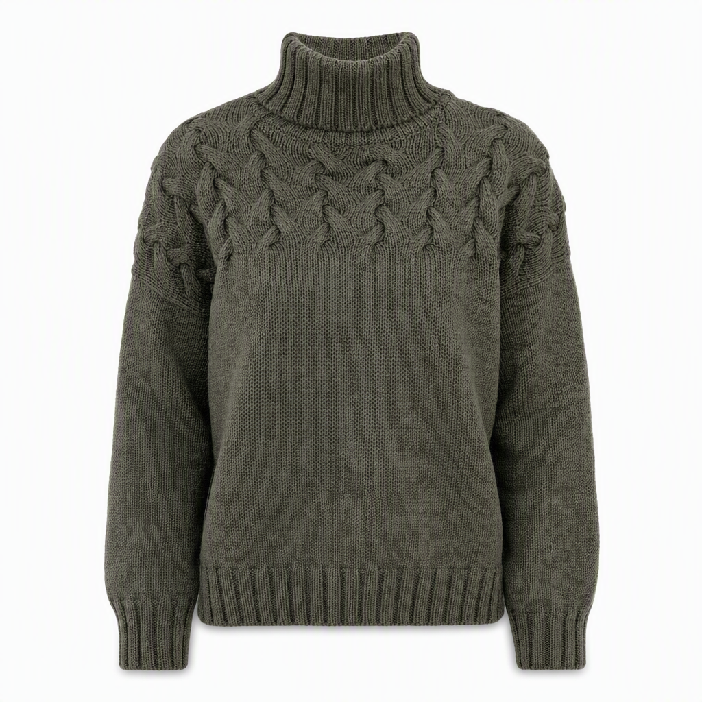 🍂Bästsäljande höstnyheter|⭐ Damernas Elegant Kabelstickad Polotröja – Mjuk & Varm Hösttröja med Hög Krage