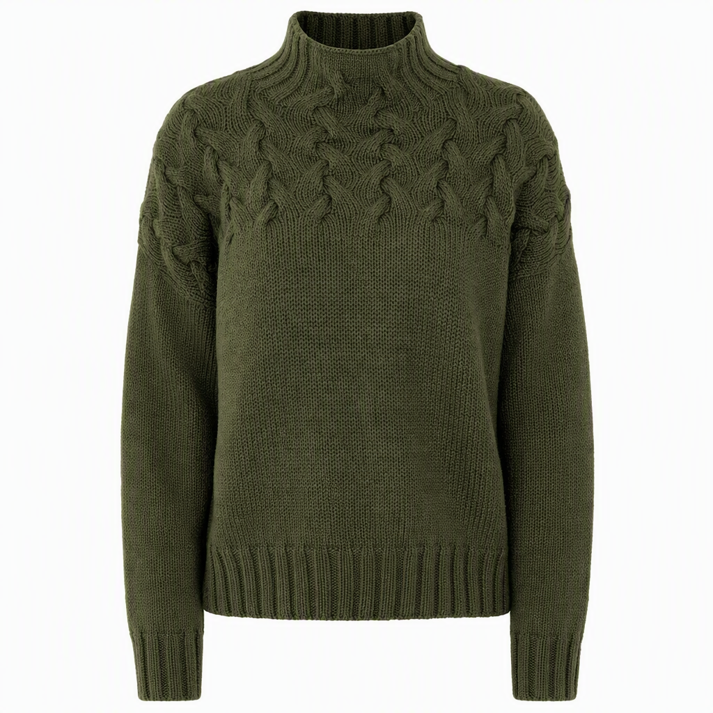 🍂Bästsäljande höstnyheter|⭐ Damernas Elegant Kabelstickad Polotröja – Mjuk & Varm Hösttröja med Hög Krage