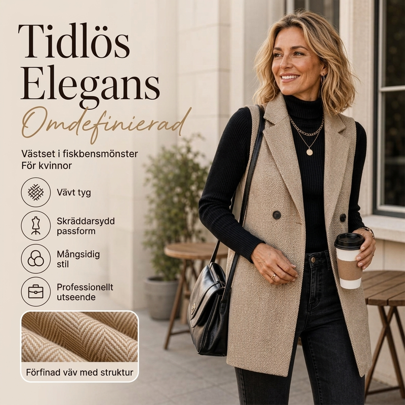 🍂Höstens bästsäljare|Damernas Elegant Kavajväst – Stilren Dubbelknäppt Västmönster för Höstens Mode