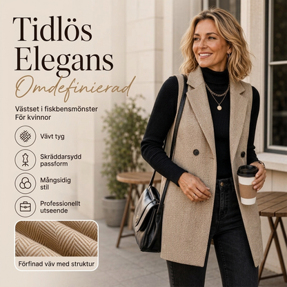 🍂Höstens bästsäljare|Damernas Elegant Kavajväst – Stilren Dubbelknäppt Västmönster för Höstens Mode
