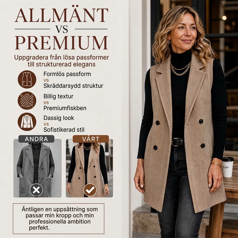 🍂Höstens bästsäljare|Damernas Elegant Kavajväst – Stilren Dubbelknäppt Västmönster för Höstens Mode