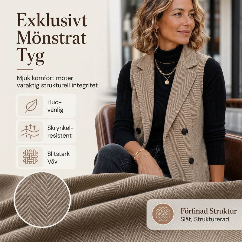 🍂Höstens bästsäljare|Damernas Elegant Kavajväst – Stilren Dubbelknäppt Västmönster för Höstens Mode