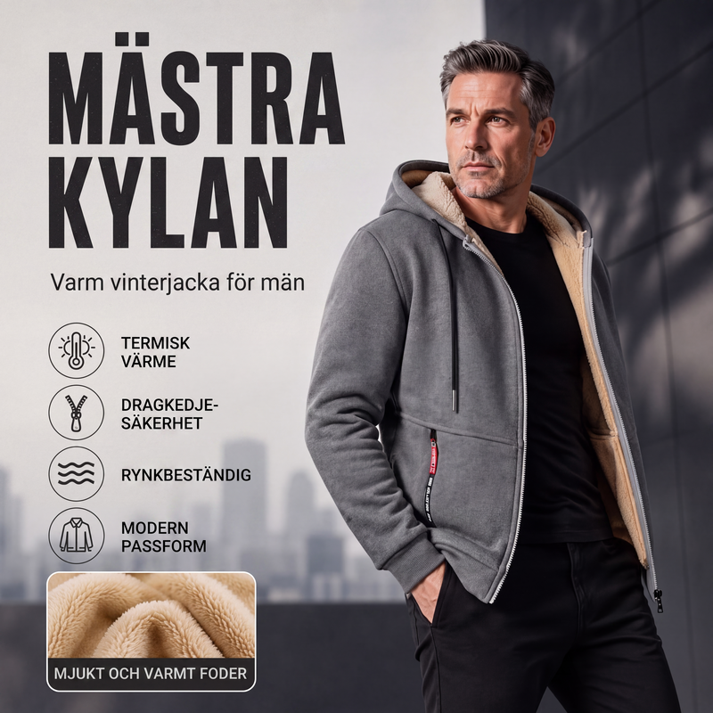 🍂Höstspecial – Endast denna vecka! 50 % rabatt!!!🎉✨Varm Vinterjacka Herr med Huva – Fodrad Termojacka med Modern Passform & Mjuk Insida