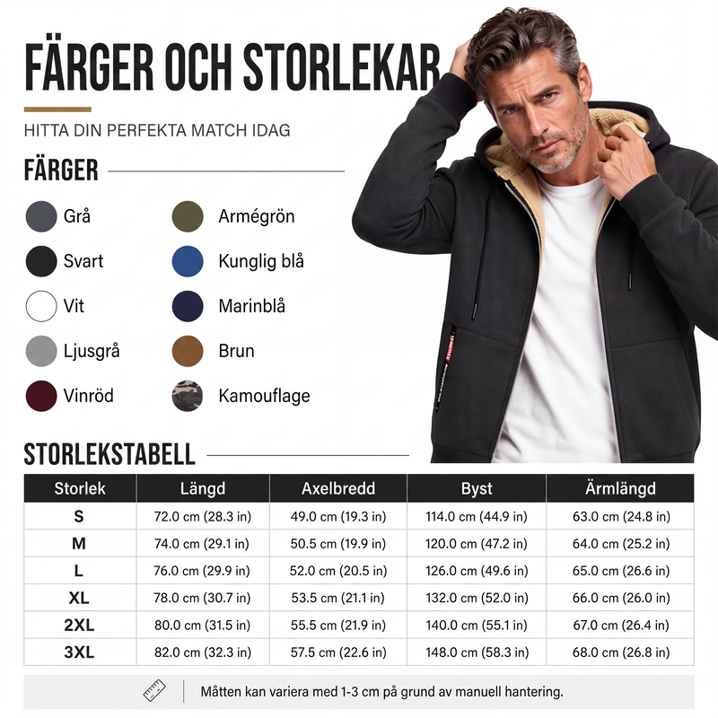 🍂Höstspecial – Endast denna vecka! 50 % rabatt!!!🎉✨Varm Vinterjacka Herr med Huva – Fodrad Termojacka med Modern Passform & Mjuk Insida