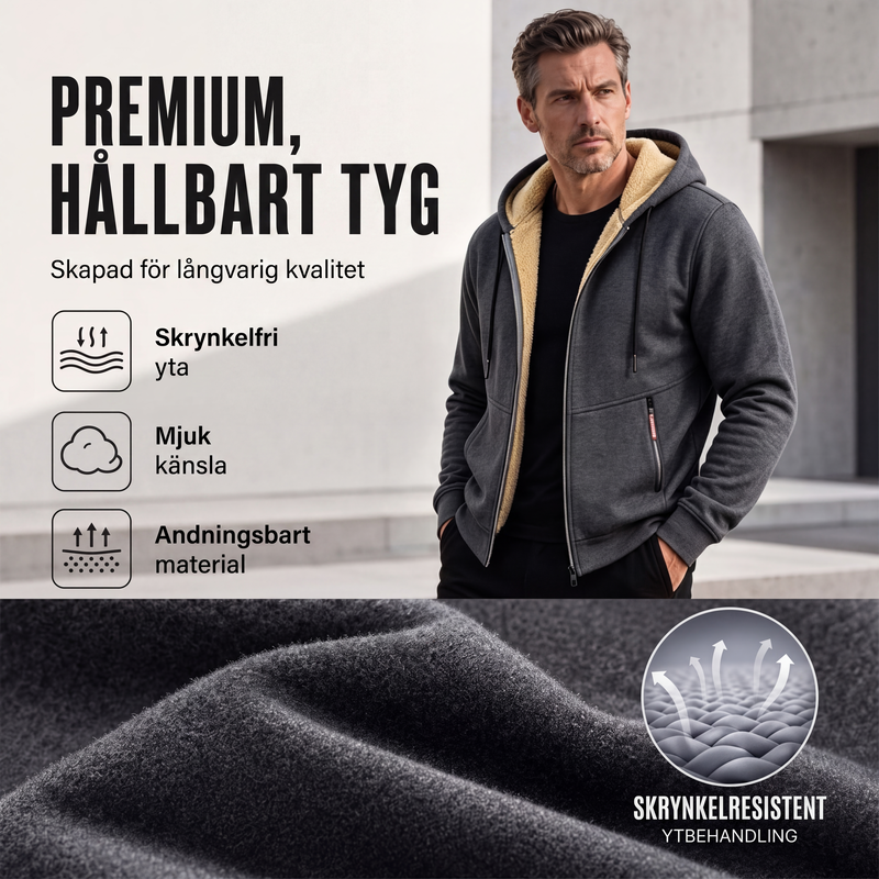 🍂Höstspecial – Endast denna vecka! 50 % rabatt!!!🎉✨Varm Vinterjacka Herr med Huva – Fodrad Termojacka med Modern Passform & Mjuk Insida