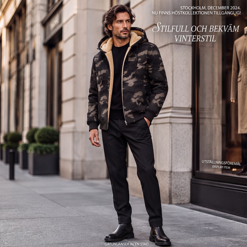 🍂Höstspecial – Endast denna vecka! 50 % rabatt!!!🎉✨Varm Vinterjacka Herr med Huva – Fodrad Termojacka med Modern Passform & Mjuk Insida