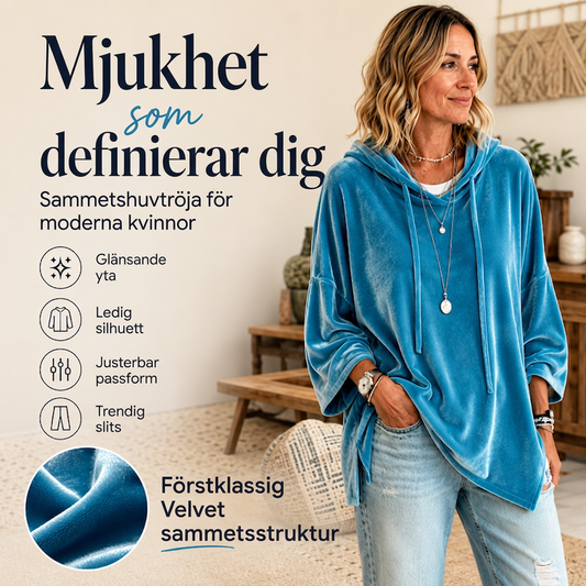 Bästsäljare🔥|Damernas Sammets-Hoodie – Mjuk Oversized Tröja med Dragsko för Elegant & Bekväm Vardag