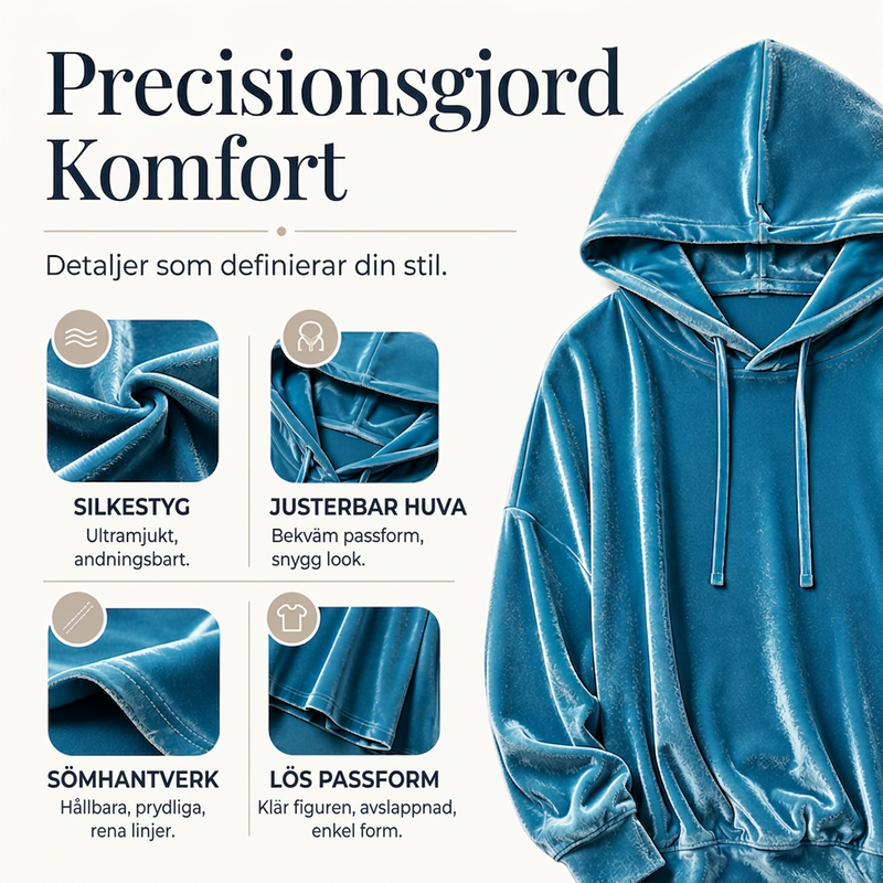 Bästsäljare🔥|Damernas Sammets-Hoodie – Mjuk Oversized Tröja med Dragsko för Elegant & Bekväm Vardag