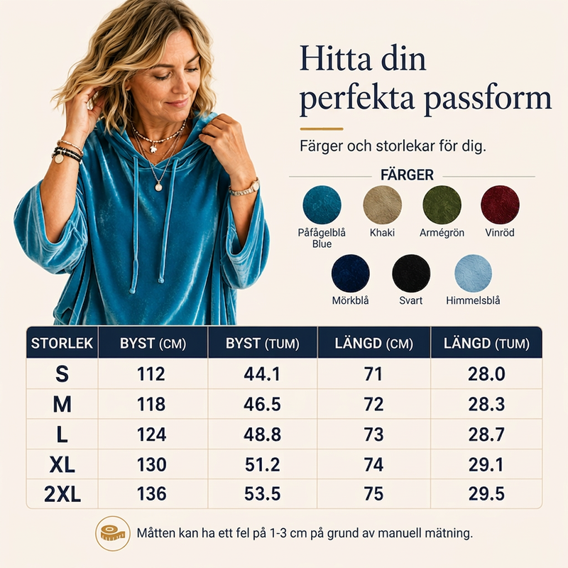 Bästsäljare🔥|Damernas Sammets-Hoodie – Mjuk Oversized Tröja med Dragsko för Elegant & Bekväm Vardag