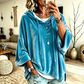 Bästsäljare🔥|Damernas Sammets-Hoodie – Mjuk Oversized Tröja med Dragsko för Elegant & Bekväm Vardag