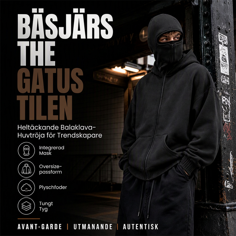 ⏳ Het erbjudande! |Balaklava Hoodie – Oversize Tröja med Dubbel Huva, Integrerad Mask & Varm Fleecefoder