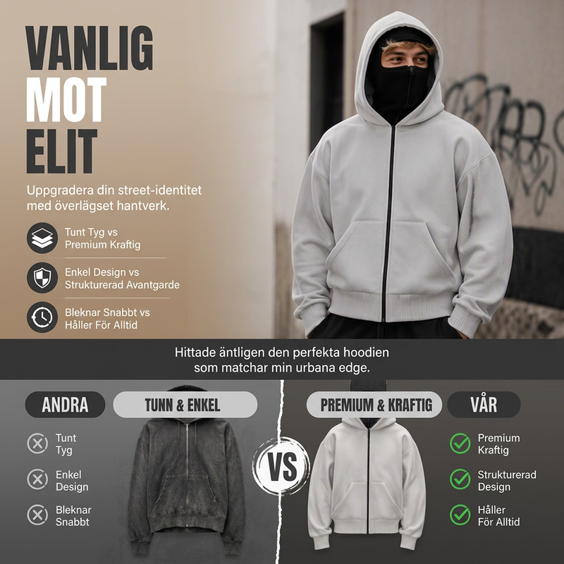 ⏳ Het erbjudande! |Balaklava Hoodie – Oversize Tröja med Dubbel Huva, Integrerad Mask & Varm Fleecefoder