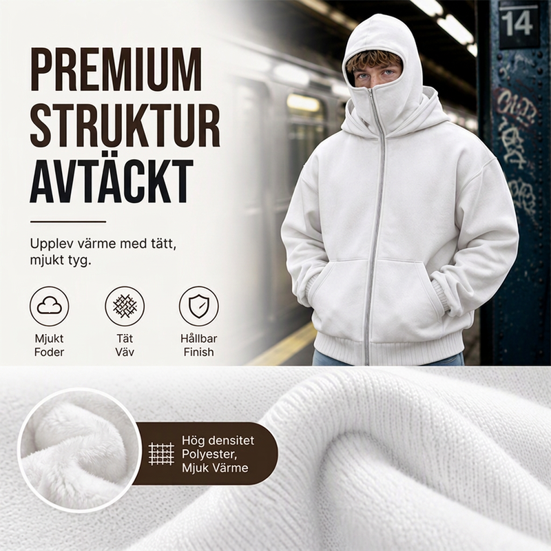 ⏳ Het erbjudande! |Balaklava Hoodie – Oversize Tröja med Dubbel Huva, Integrerad Mask & Varm Fleecefoder