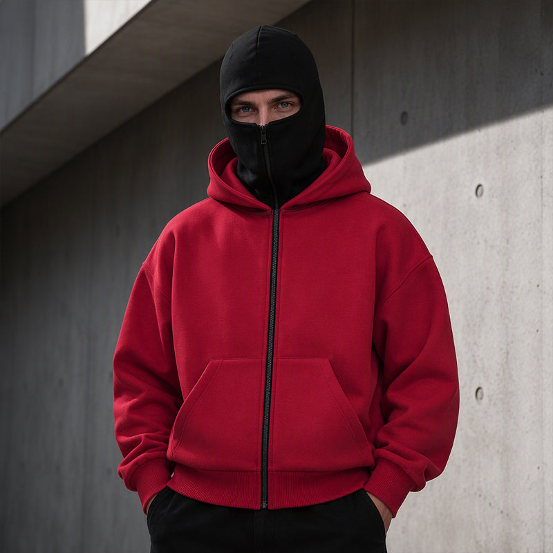 ⏳ Het erbjudande! |Balaklava Hoodie – Oversize Tröja med Dubbel Huva, Integrerad Mask & Varm Fleecefoder