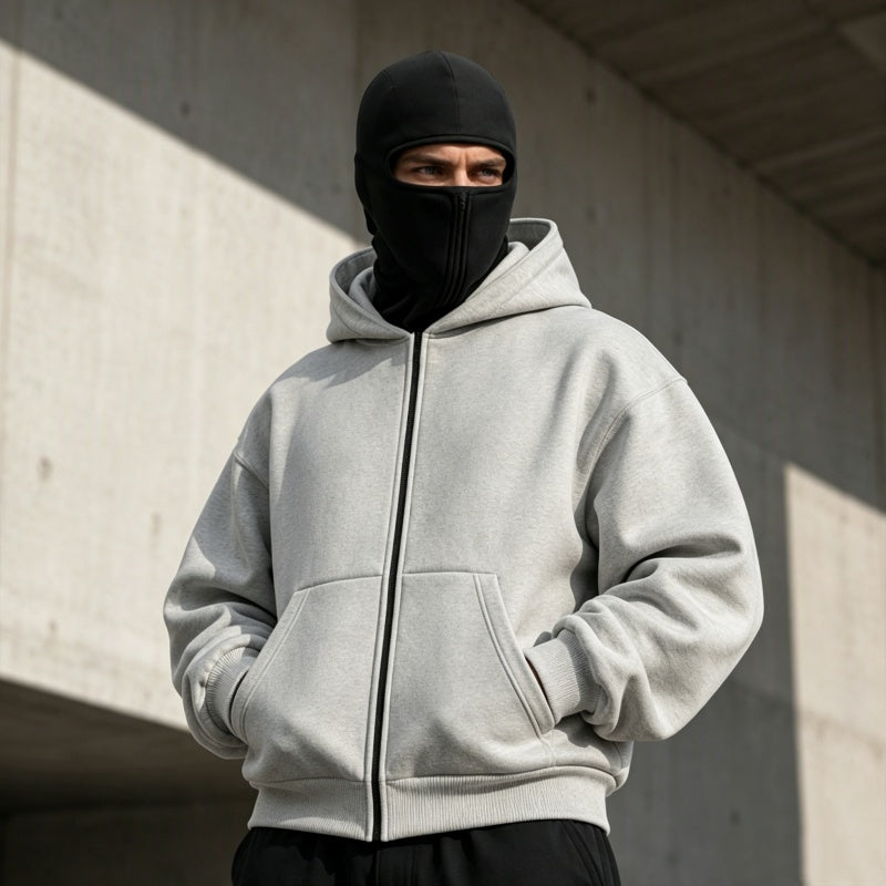 ⏳ Het erbjudande! |Balaklava Hoodie – Oversize Tröja med Dubbel Huva, Integrerad Mask & Varm Fleecefoder